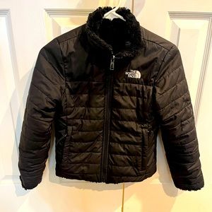 North Face girls black reversible winter jacket